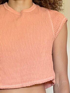 FP Movement by Free People Coral Ribbed Second Base Short Sleeve Tee